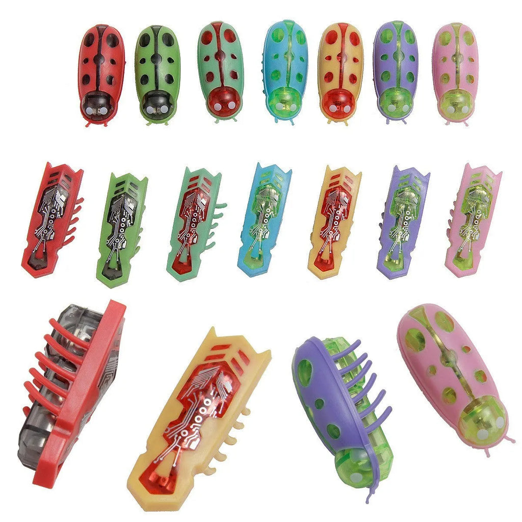 Miniature electronic worm cat teasing toy in ladybug and iron cow designs with vibrating motion