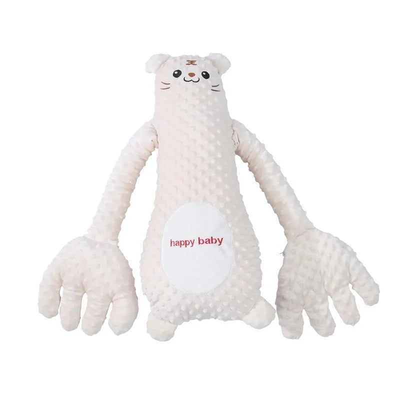 Infant plush pillow with remote control, cartoon animal design, for baby sleep and soothing