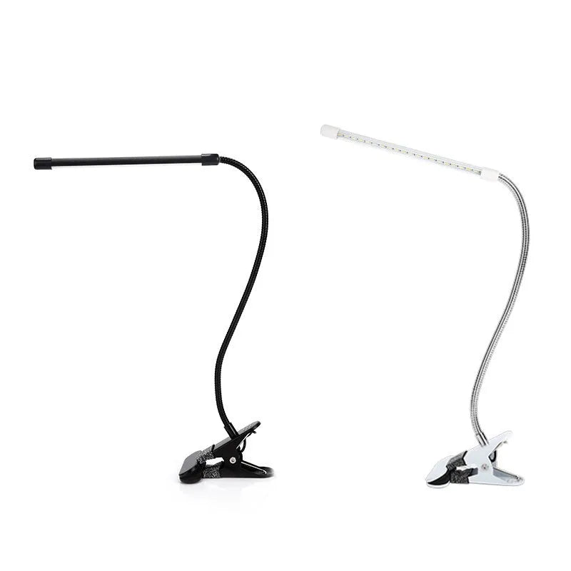 LED Beauty Nail Tattoo Clip Light in black with USB cable, showing three-colour warm white light setting