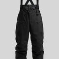 Men's black waterproof ski trousers with adjustable waist strap laid flat