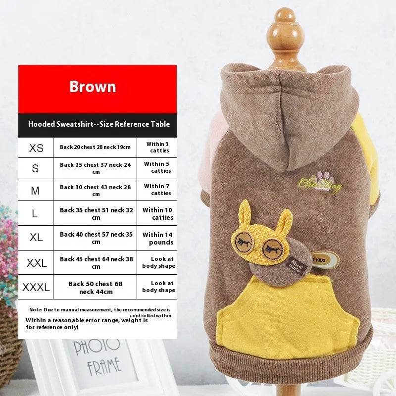 Brown cotton-blend pet sweatshirt for dogs or cats in size medium