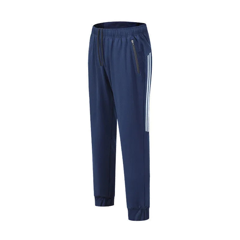Men's black running trousers with mid waist and trouser length for exercise activities