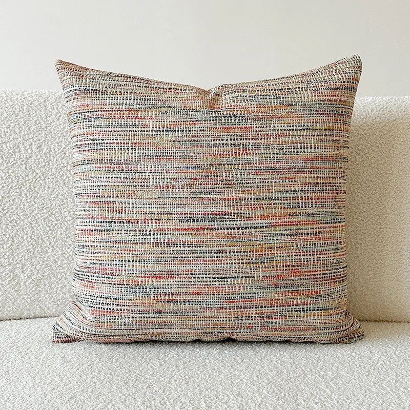 American-style jacquard sofa cushion cover with woven paisley and flower pattern in amber colours.