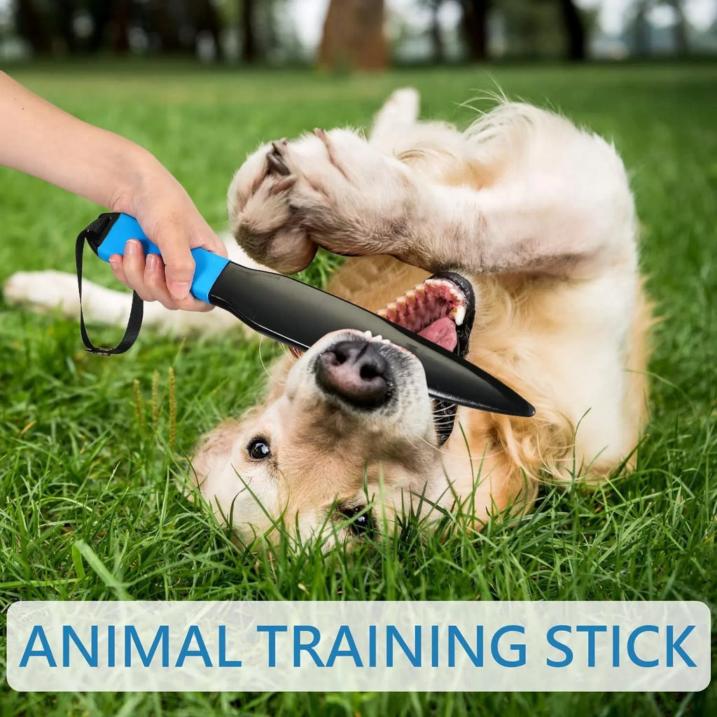 Blue handled nylon dog training stick measuring 35cm for small and medium dogs