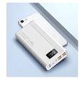 Large capacity power bank in black or white plastic case with fast charging function