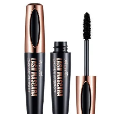 Black waterproof and sweat-proof mascara tube for thick, long curling eyelashes.