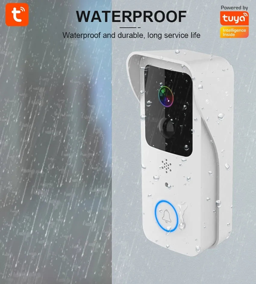 Waterproof smart visual doorbell intercom with HD video camera and battery power source