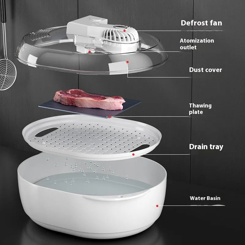 Aluminium household food defrosting plate with modern design and USB cable