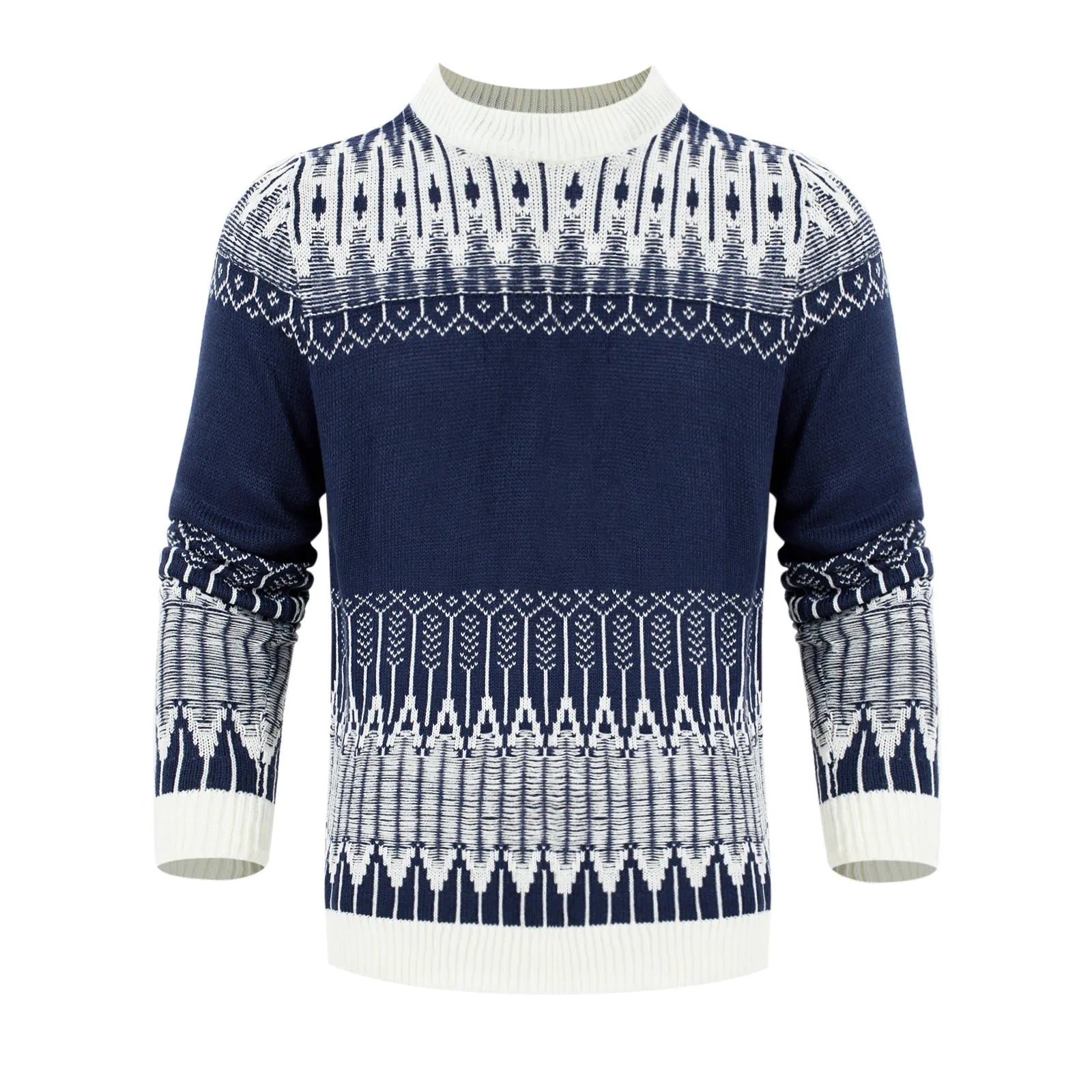 Men's long-sleeved knitted pullover sweater for autumn and winter in multiple sizes and styles.