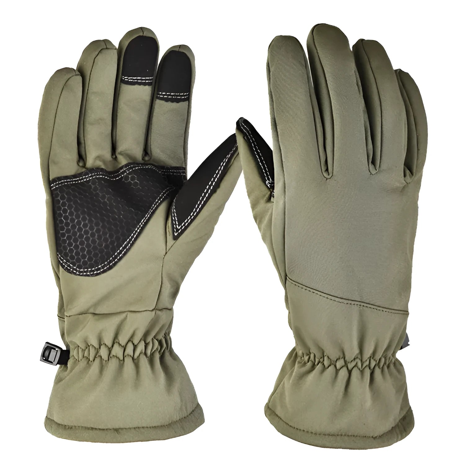 Tactical camouflage ski gloves with anti-slip grip and touch screen fingertips