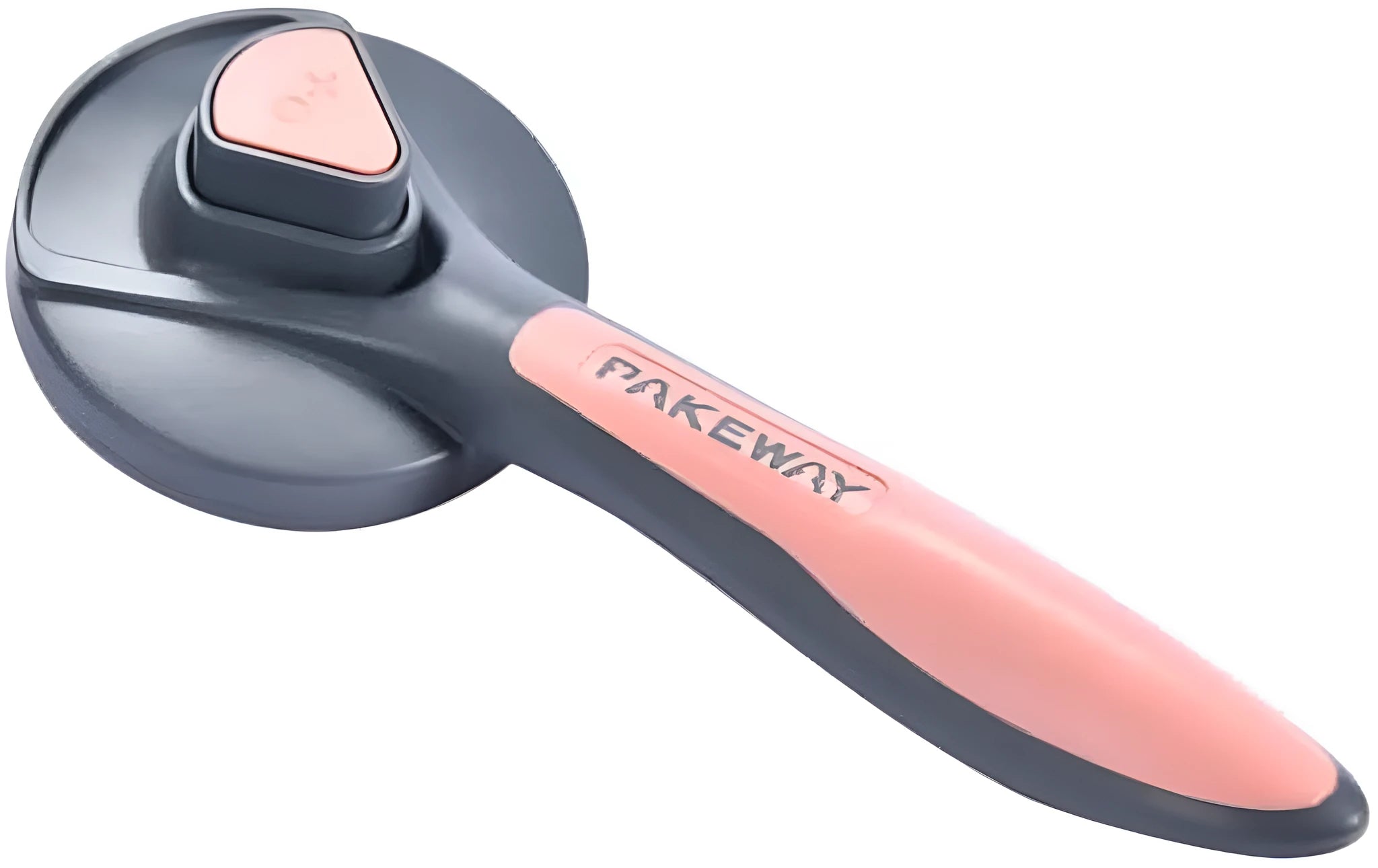 Grey, green, and pink self-cleaning slicker brush for cats and dogs with a non-slip handle.