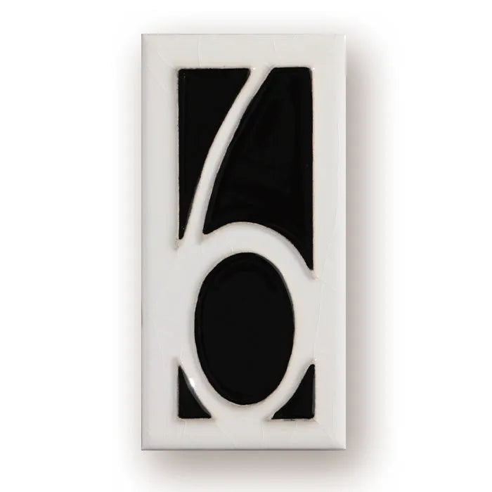 Handmade retro enamel ceramic doorplate showing a number, dimensions 76mm by 152mm