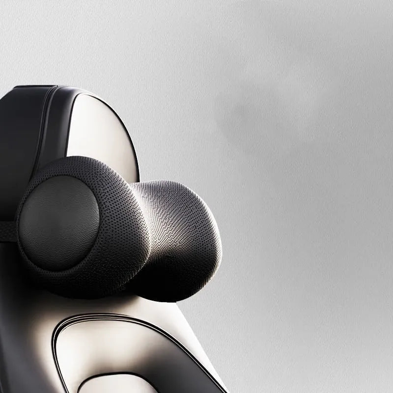Car massage cushion with memory cotton filling in black, brown and grey colour options for headrest and lumbar support