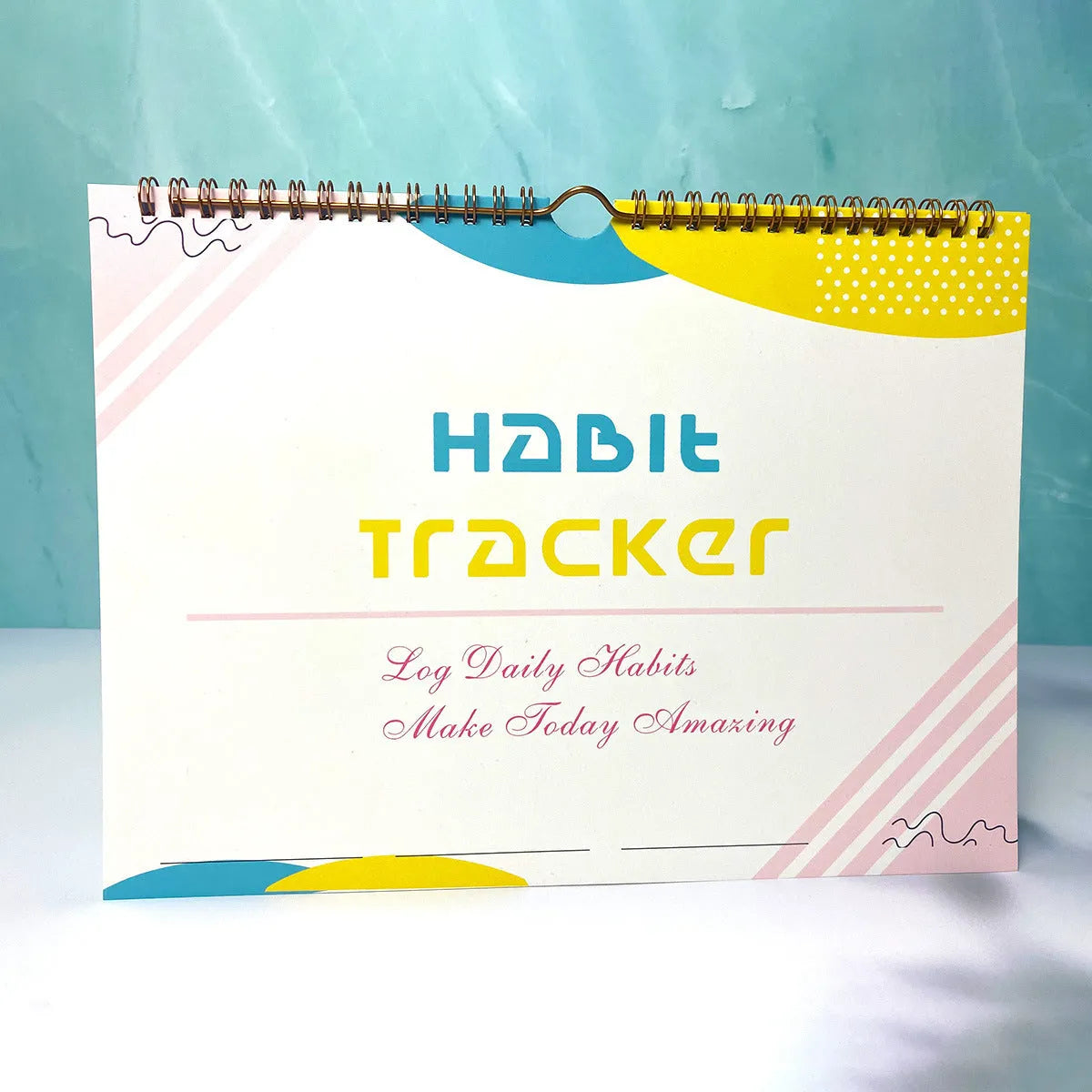 English habit tracking planner with 12 pages in pink white, purple white, flower white or yellow white covers