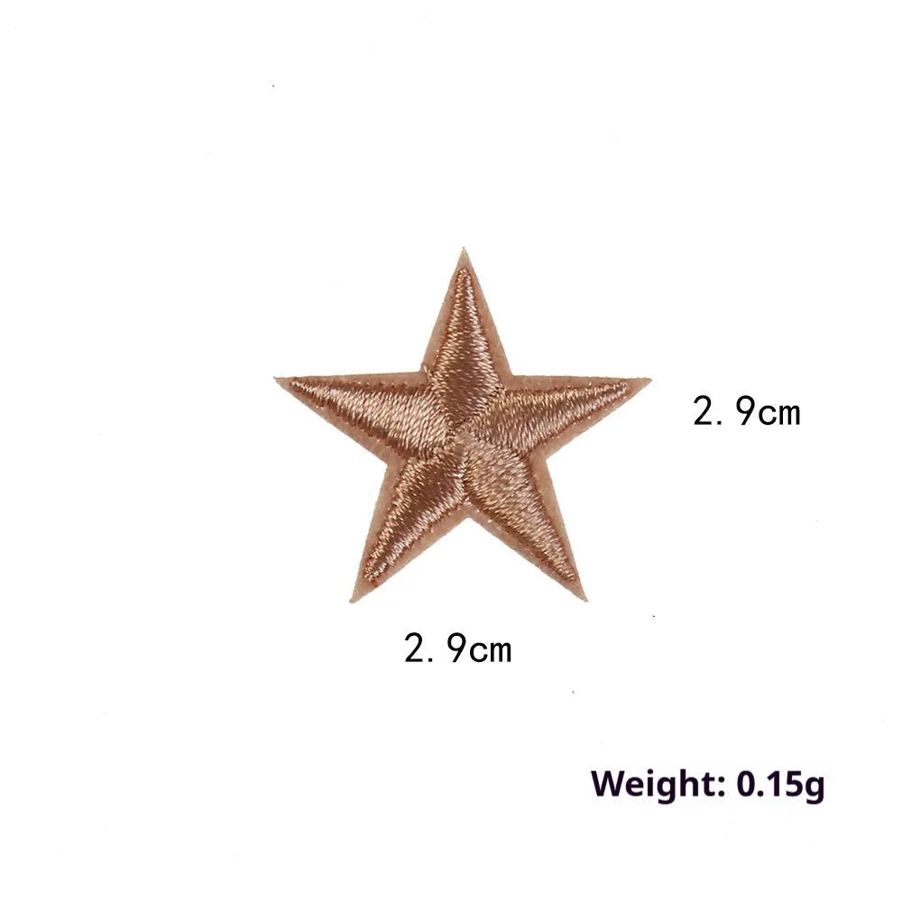 Colourful five-pointed star cloth embroidery stickers for DIY clothing decoration and craft projects