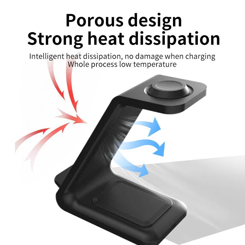White upright wireless phone charger with dual-coil charging surface and QC3.0 fast charging support
