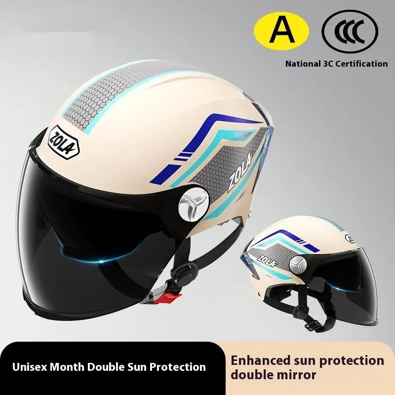 Children's 3C certified motorcycle half helmet in multiple colour options with double mirror finishes