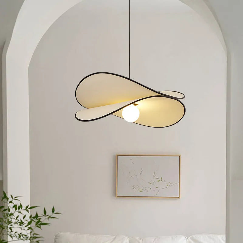 French style artistic chandelier pendant light with fabric potato chip design in bedroom setting