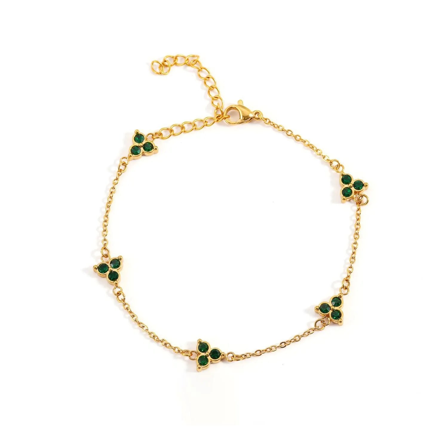 Women's stainless steel bracelet with a geometric triangle pendant, shown in gold and steel tone options with coloured stones.