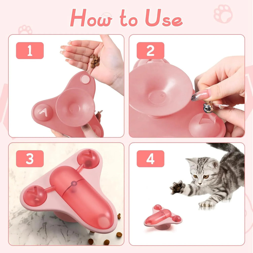 Interactive pet puzzle feeder toy with bell, catnip compartment and airplane-shaped snack cabin