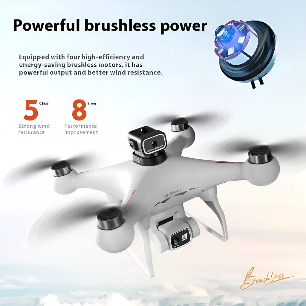 Black HD brushless UAV drone with four-side obstacle avoidance and dual camera aerial photography system