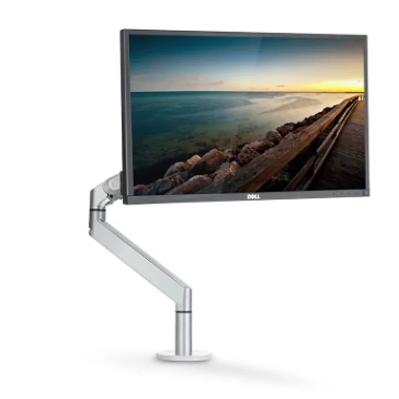 Silver aluminium hover notebook stand with adjustable air pressure arm for laptop support