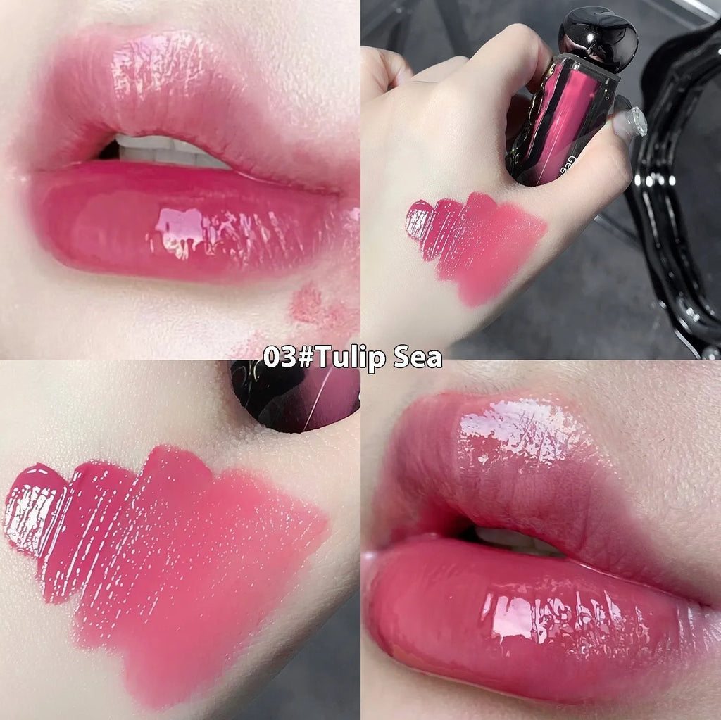 Glacier Lava Lip Lacquer mirror lip gloss with water-light texture in seven colour options