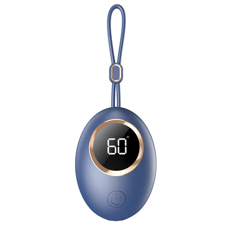 USB digital display hand warmer in one of six colour options: blue, green, white, or pink.