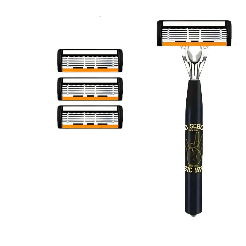 Black six-layer finger handle for manual shaver cutter head assembly with blade packs