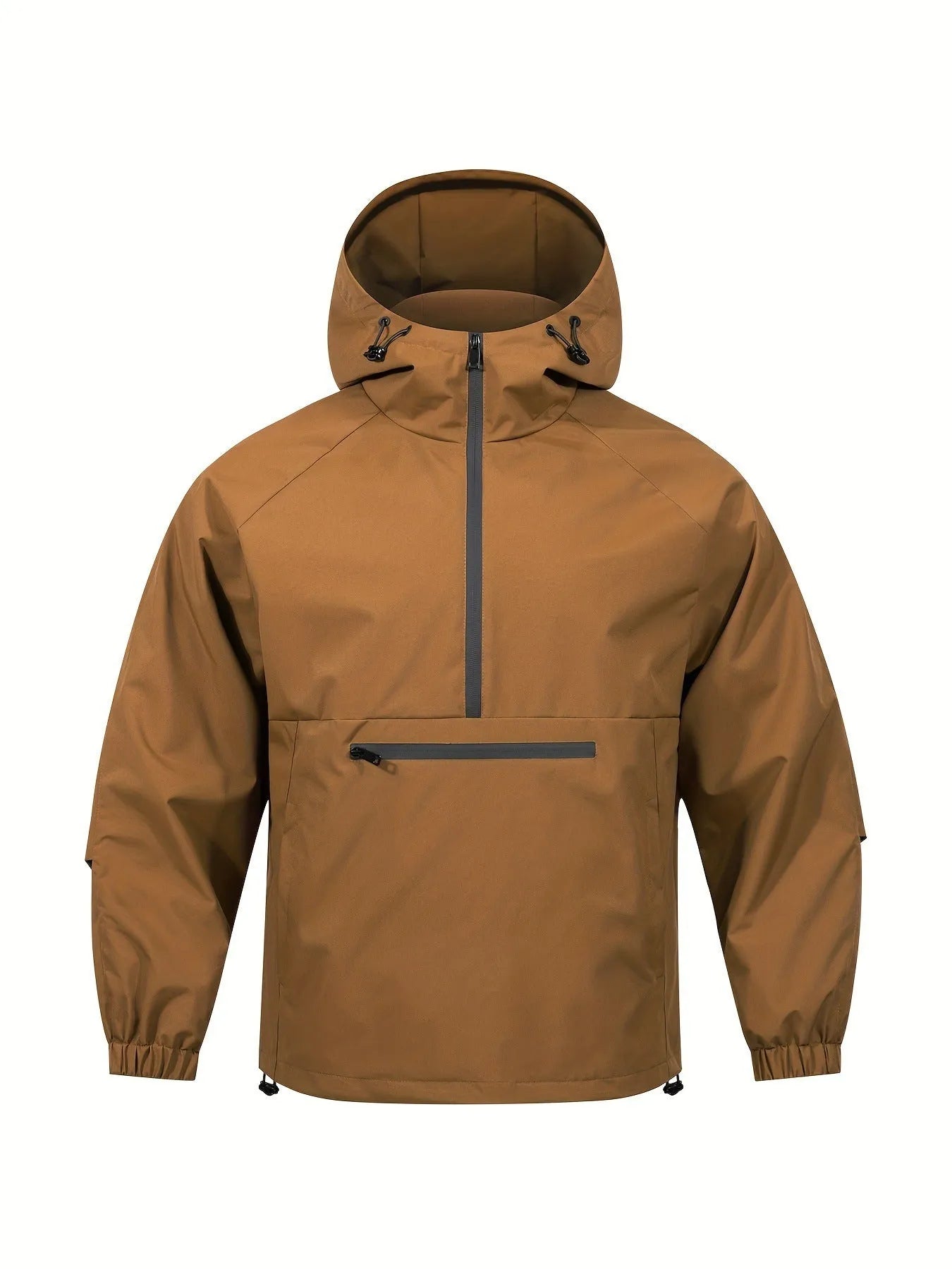 Men's Korean-style loose half-zip hooded corduroy jacket in rabbit fur blend