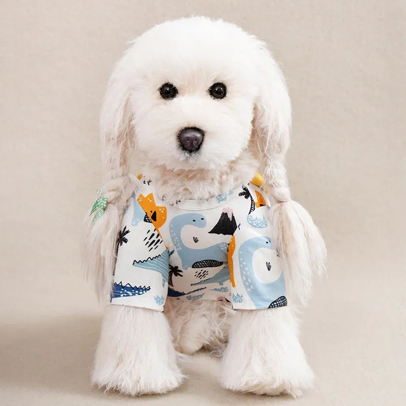 Full print polyester dog t-shirt for small pets in sizes S XXL with colour codes QZ030 QZ037