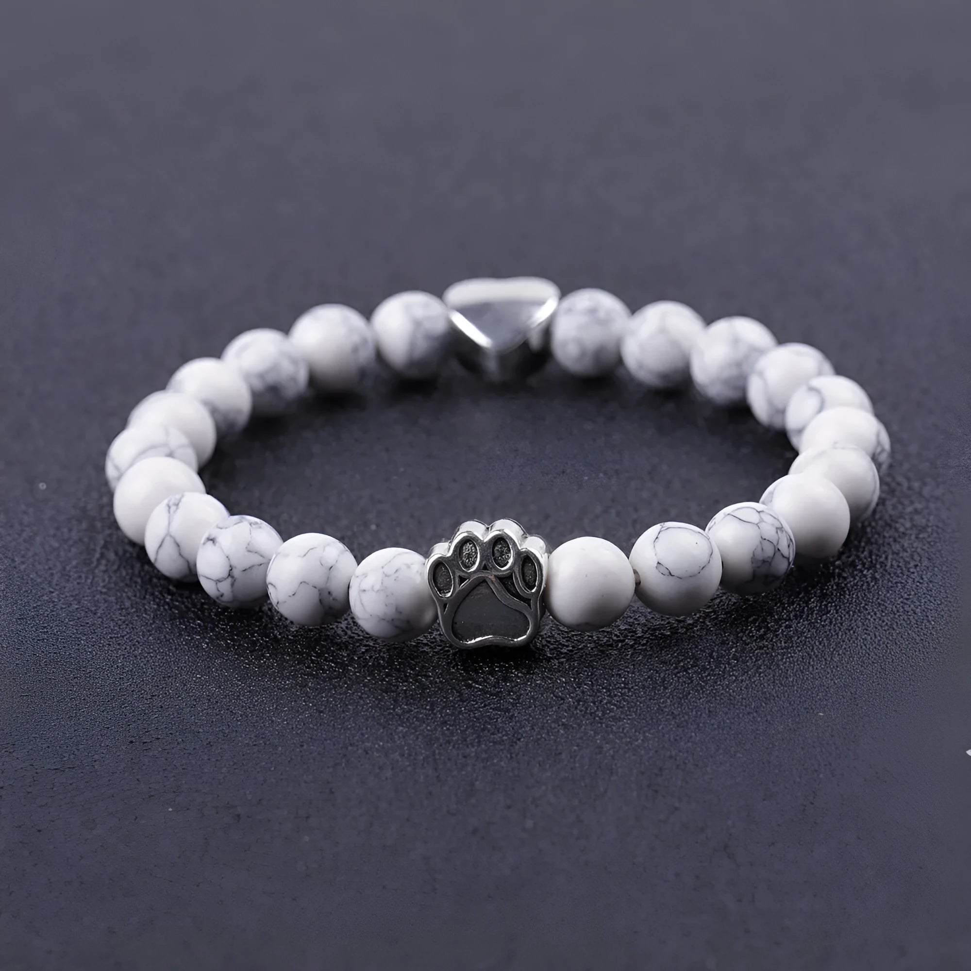 Tigereye Indian Agate dog's paw stone beaded bracelet with geometry shape and round elements