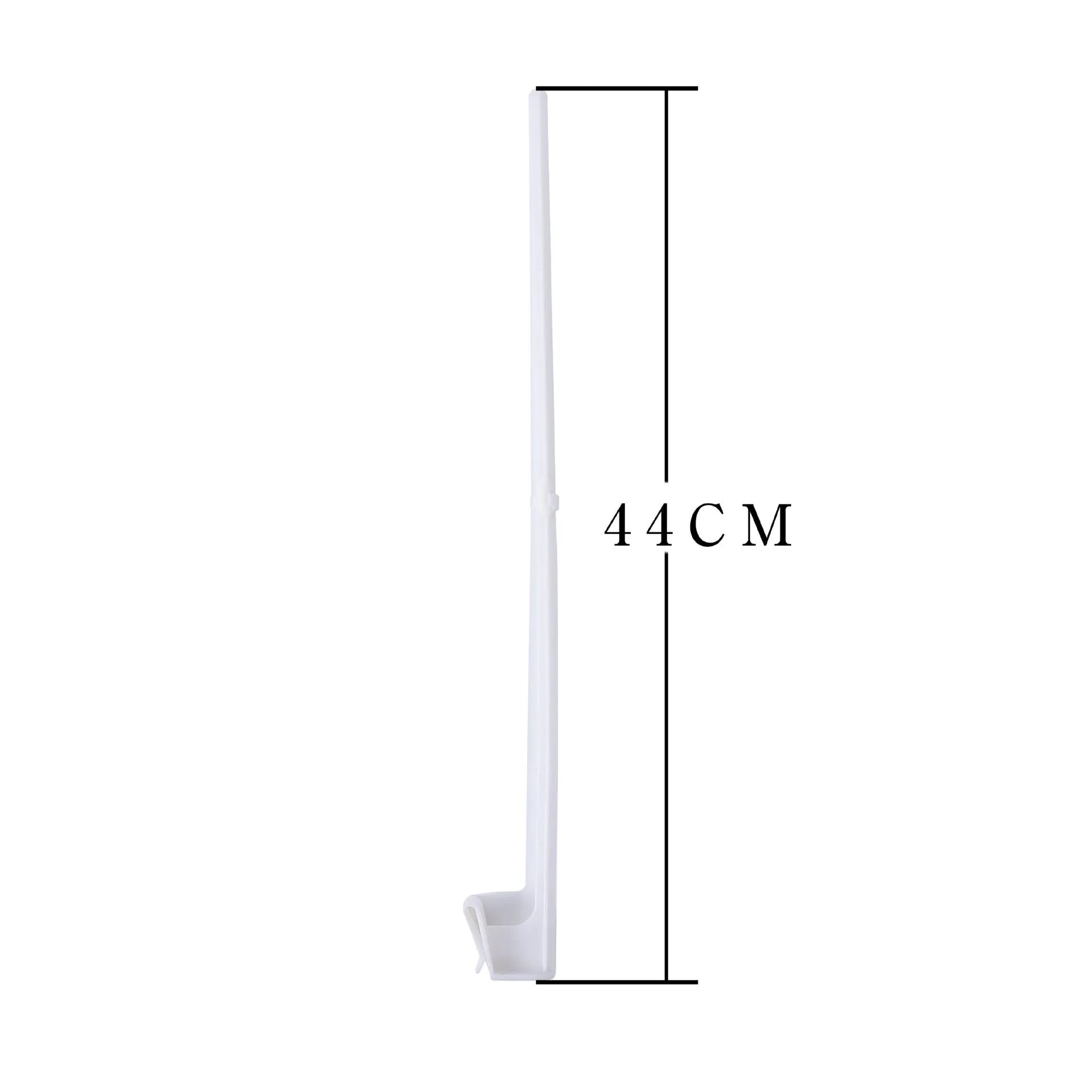 Ten white plastic car window flag pole holder clips on a flat surface.