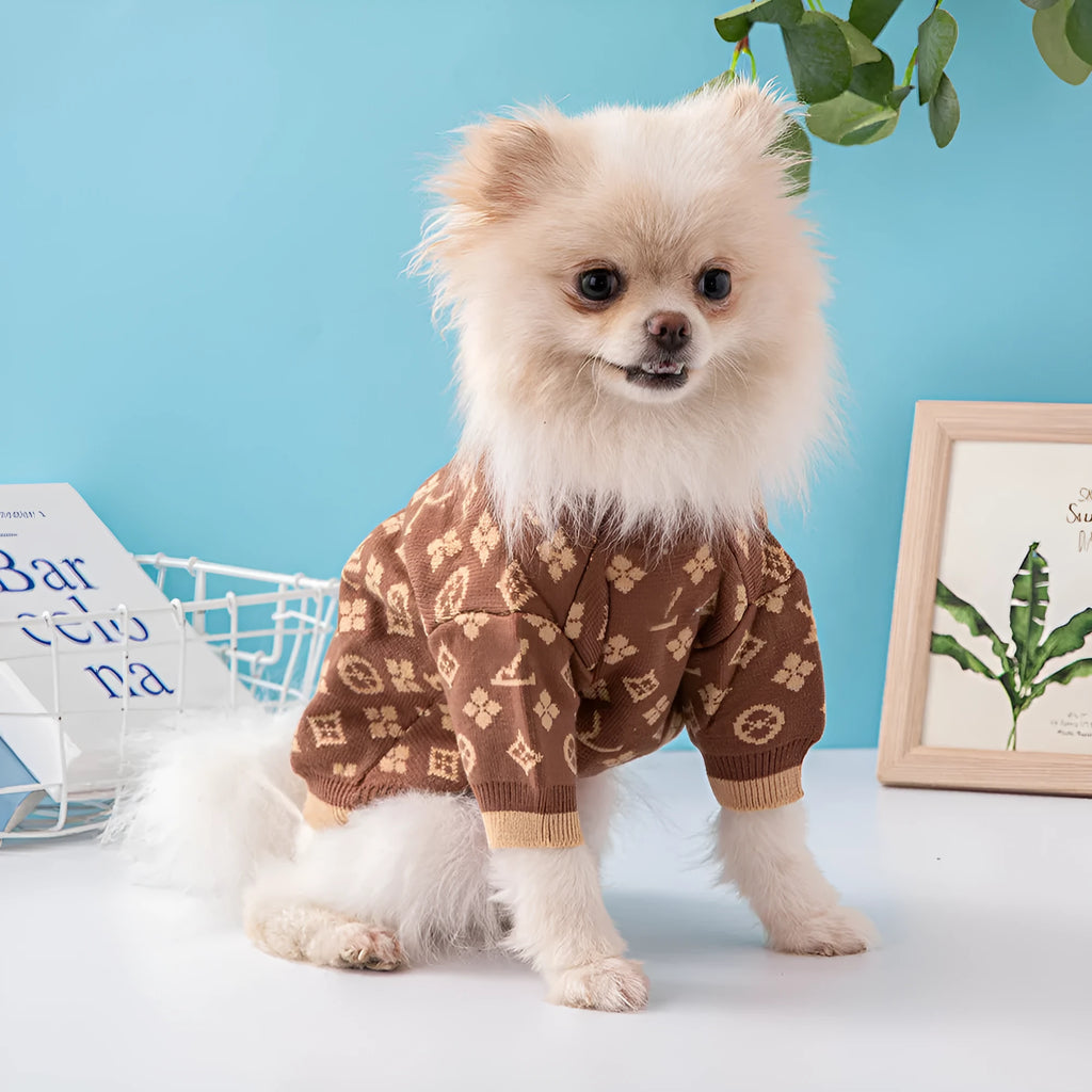 Wool dog sweater for winter in monochrome or two-tone colours available in six sizes