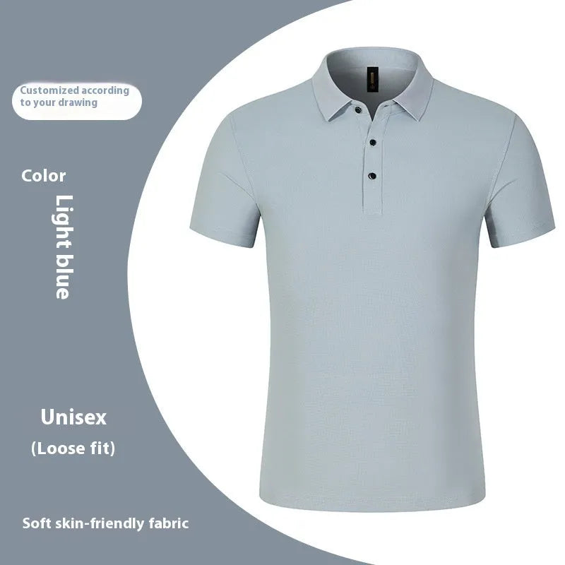 Cotton short-sleeved business polo shirt in solid colour, regular fit, available in black white dark gray navy blue red light blue sizes M to 4XL
