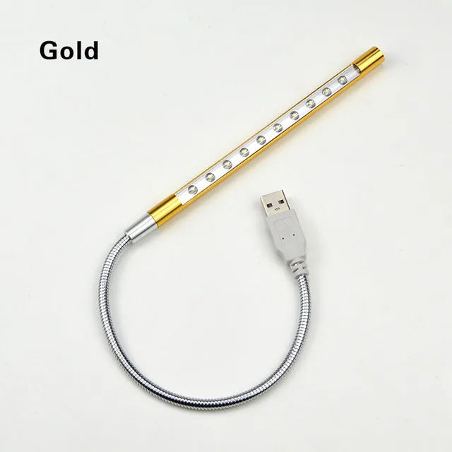 Slender 420mm aluminium alloy spiral LED night light with USB connection in six colour options