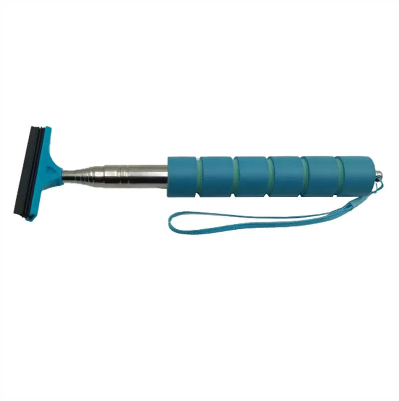 Stainless steel retractable car mirror wiper extended to show 100cm length with rubber cleaning edge