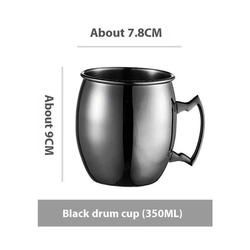 Stainless steel Moscow Mule cup with copper plating in a choice of colours and hammered or smooth finish.