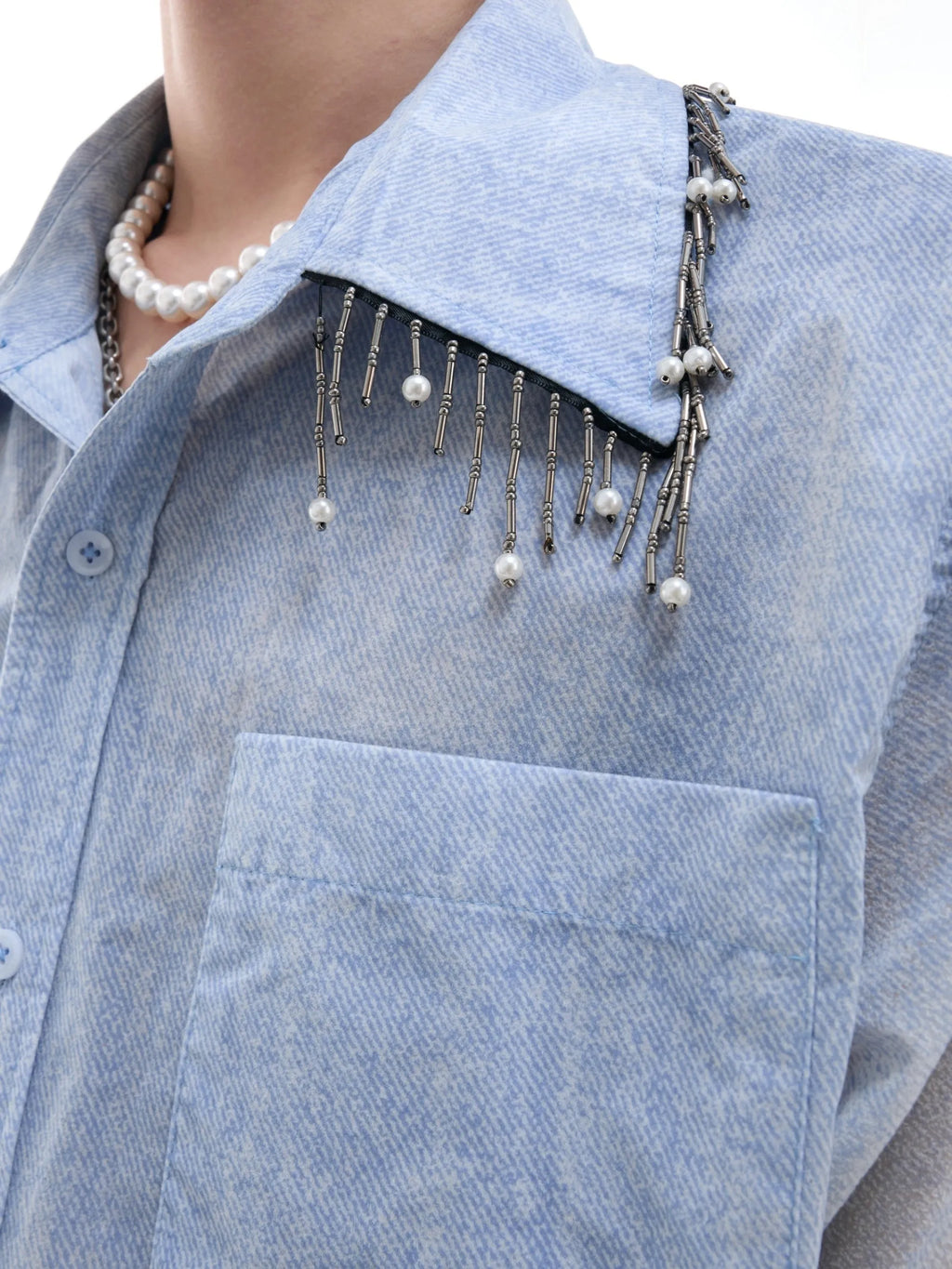 Blue gradient loose fit half sleeve summer shirt on hanger