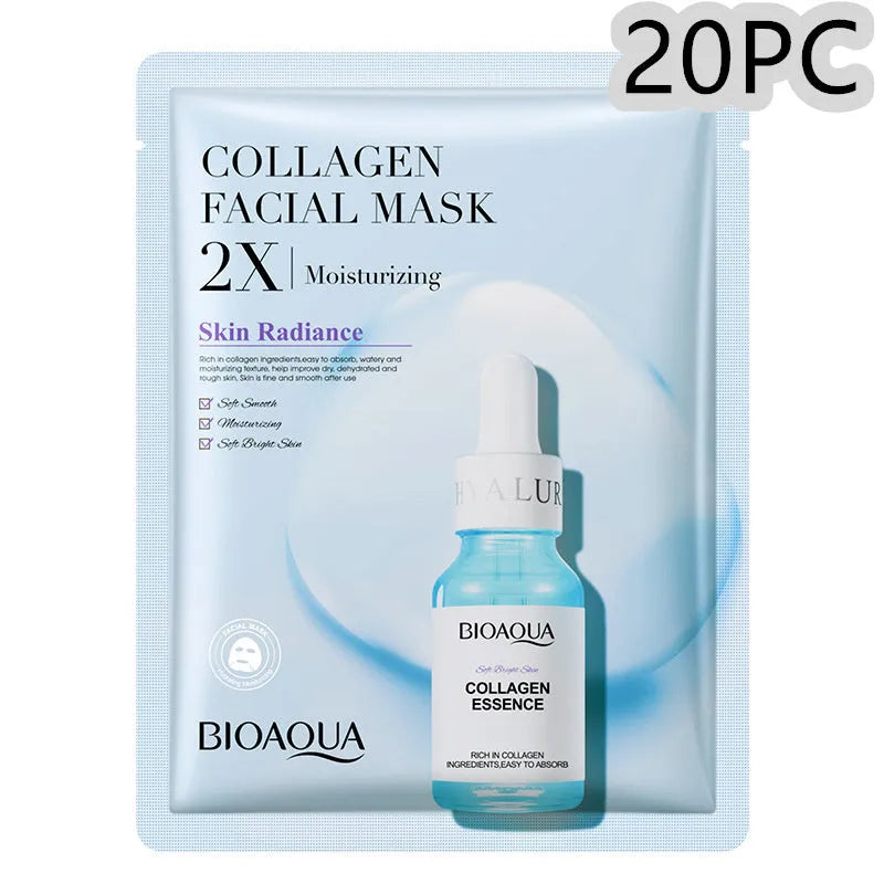 Single pack of a 30g gel facial sheet mask from a range including Collagen, Hyaluronic Acid, Vitamin C and Centella Asiatica variants.
