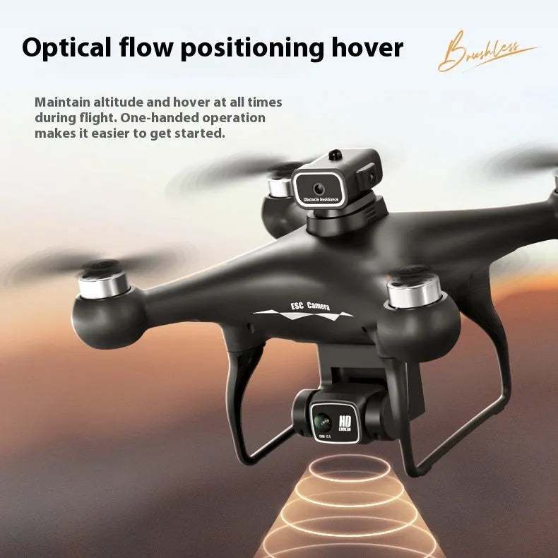 Black HD brushless UAV drone with four-side obstacle avoidance and dual camera aerial photography system