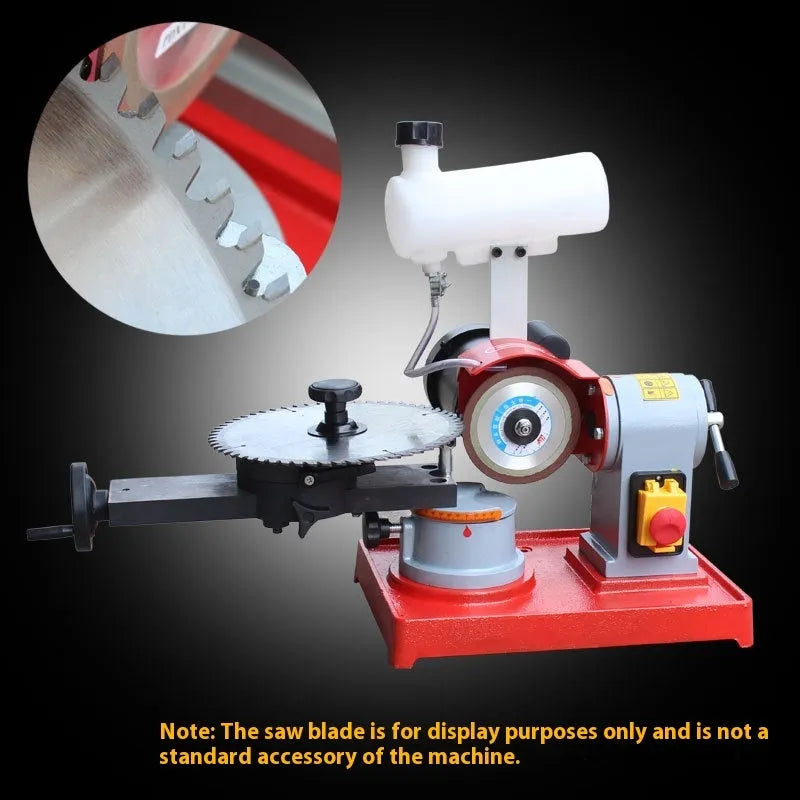 Sharpedge manual gear grinding machine for alloy circular saw blades on workshop bench