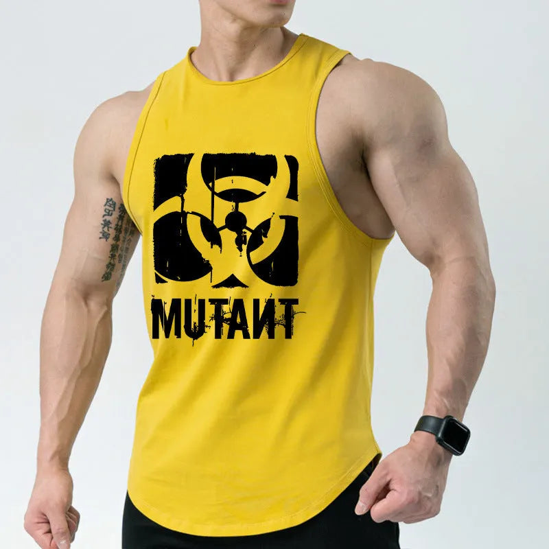 Loose fit sleeveless polyester training vest shown in a bicolour design on a manikin.