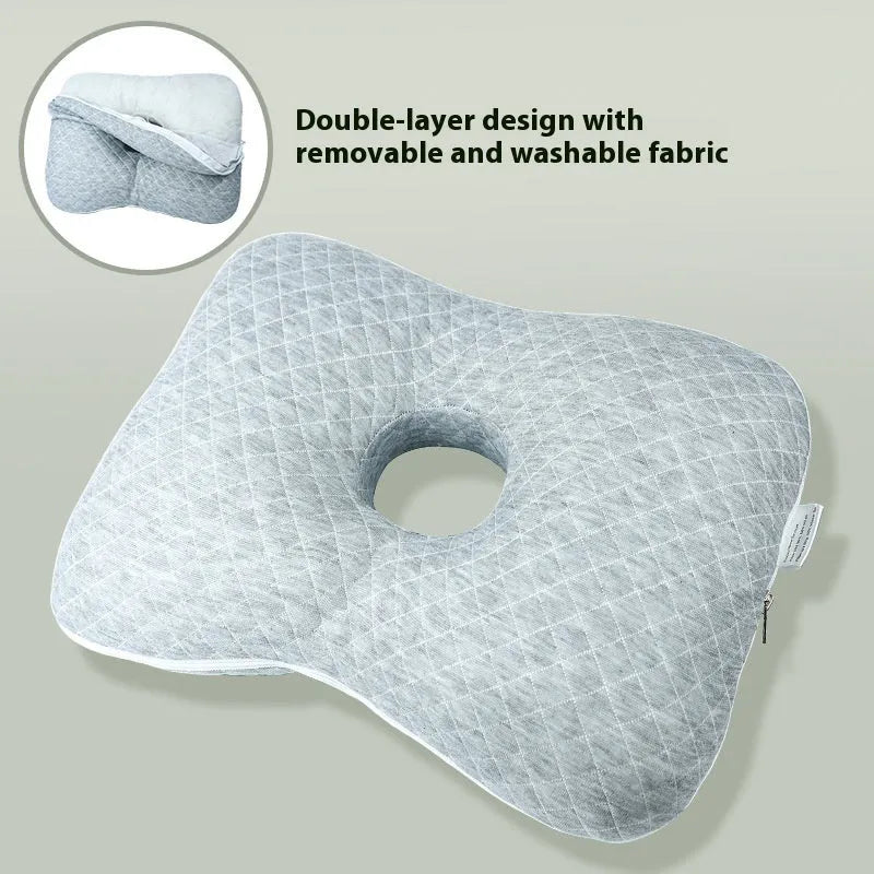 Beauty salon single hole ear pillow measuring 39x28x6cm in new Chinese style with polyester fibre filling.