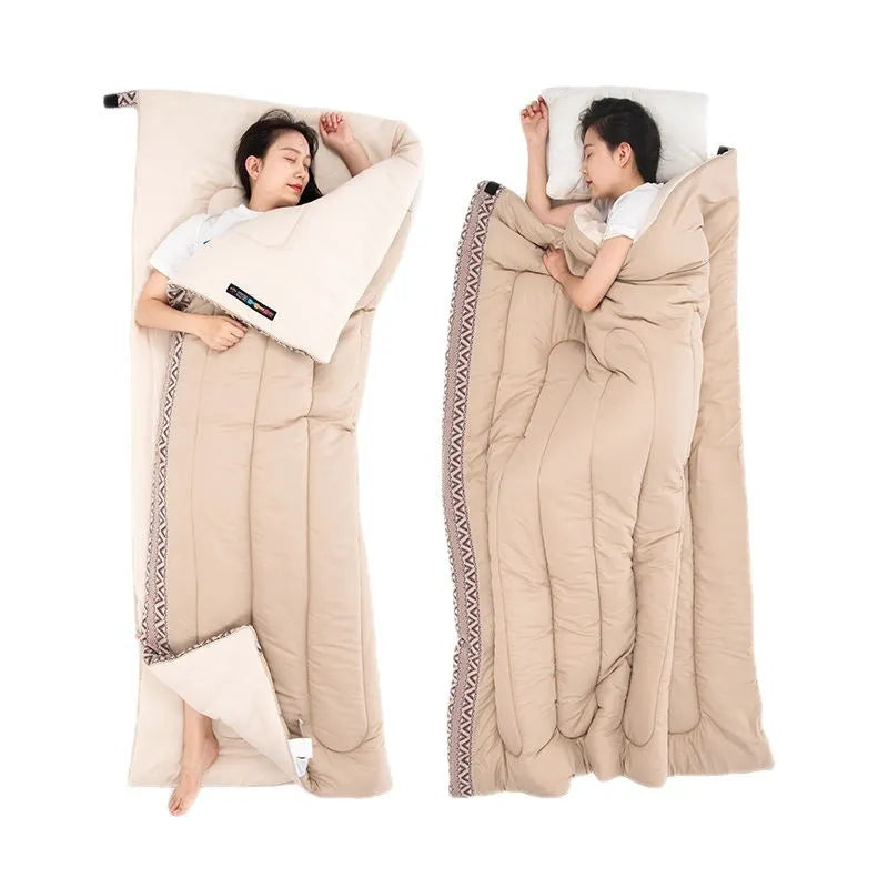 Four seasons universal camping sleeping bag for adults with storage bag in choice of colours.