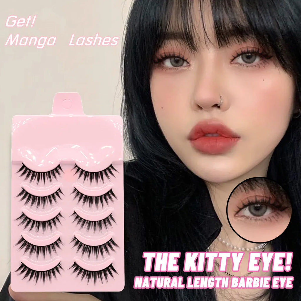 Manga false eyelashes set with three natural wispy styles for anime cosplay and Korean makeup