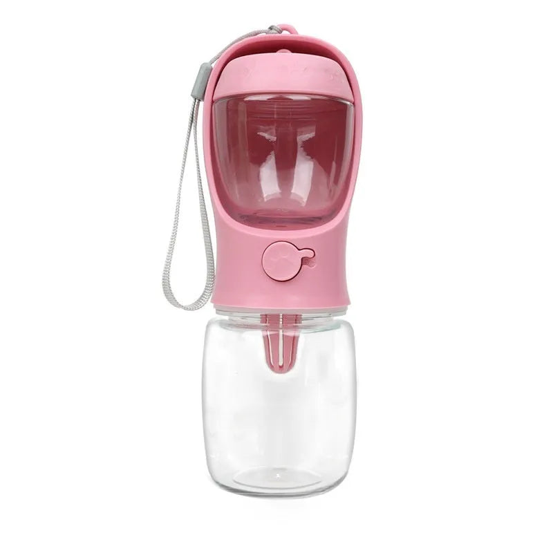 Blue portable plastic dog drinking cup with two-in-one design for outings