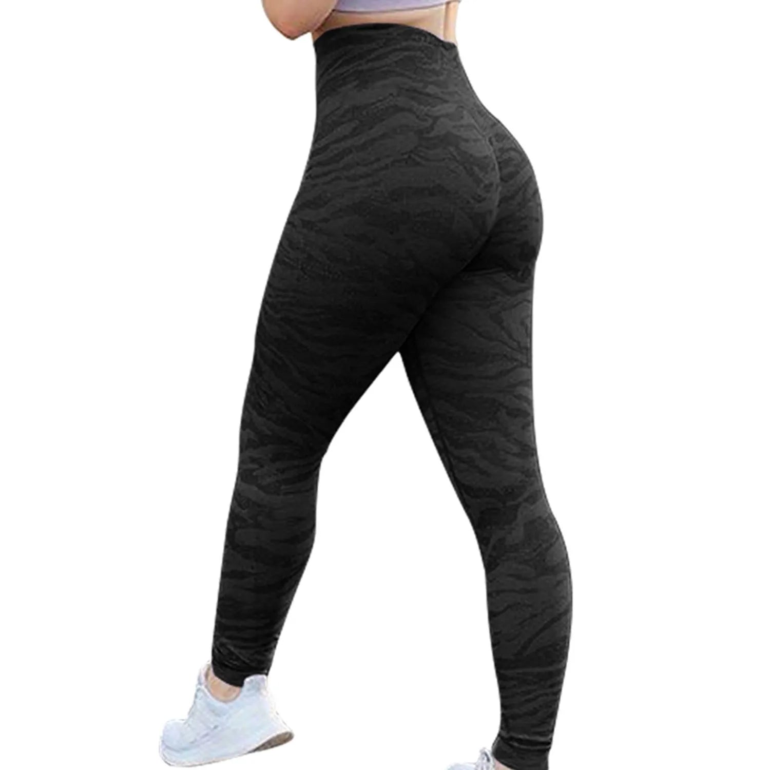 Women's push up booty leggings in a camouflage pattern for gym and yoga workouts.