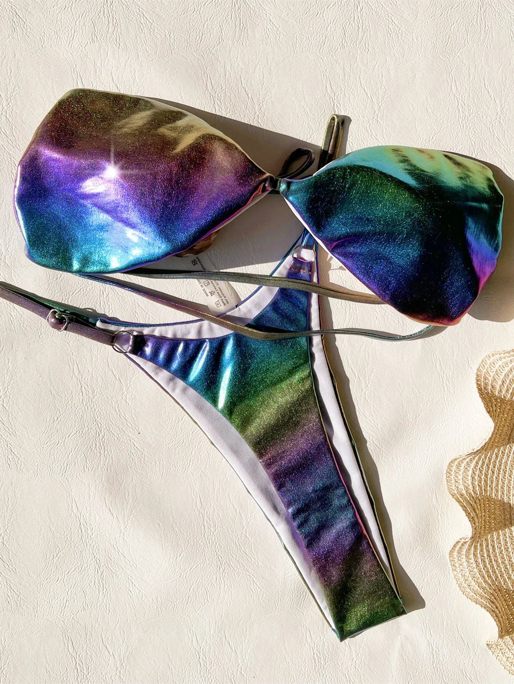 Women's gradient purple polyester bikini swimsuit set for swimming
