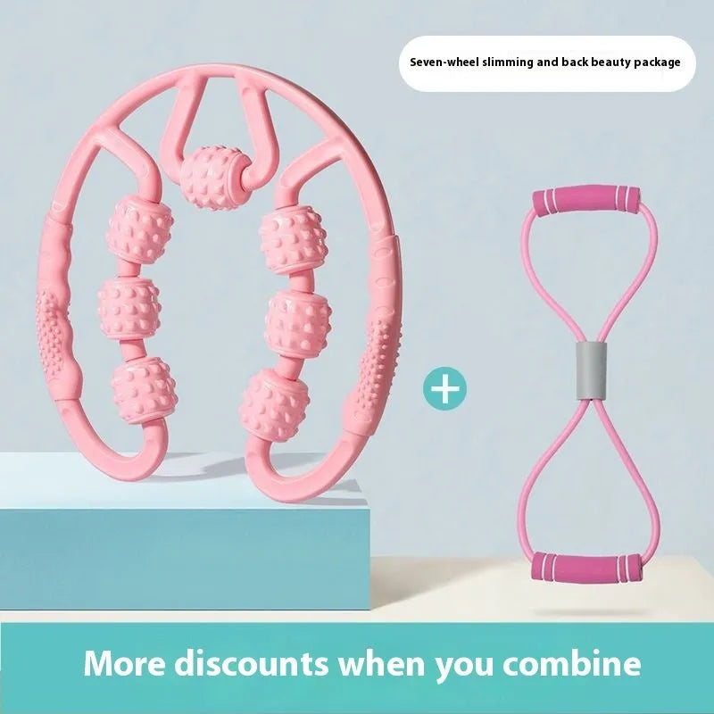 Ring clip leg massager roller with multiple wheels for muscle relaxation in PP plastic